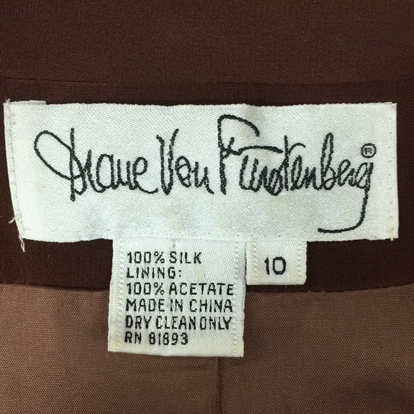 Diane Von Fusternberg Brown Blazer Jacket Womens 10 Embroidered 100% Silk - Picture 6 of 10